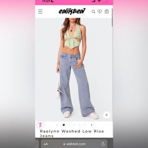 NWT Edikted Raelyn Washed Low Rise Jeans In light blue Sz xs